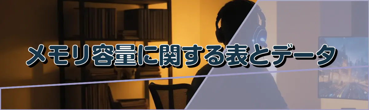 メモリ容量に関する表とデータ
