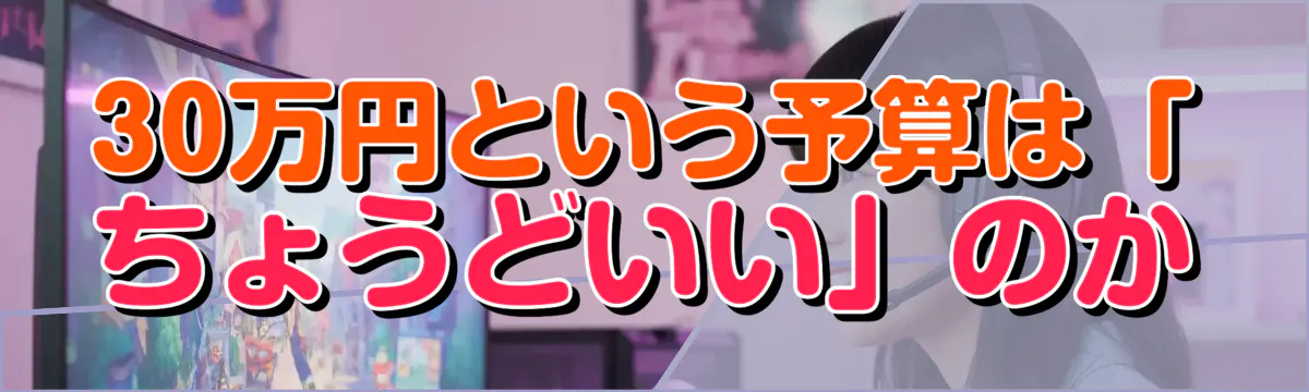 30万円という予算は「ちょうどいい」のか